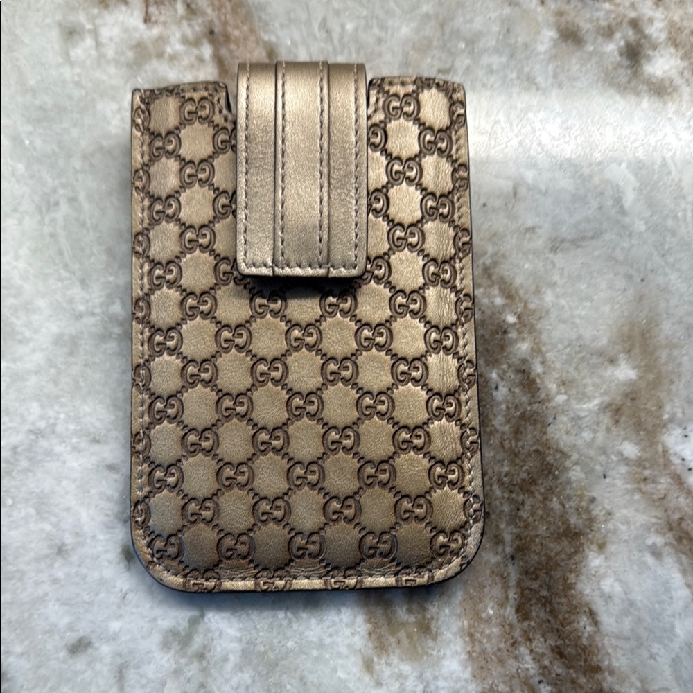 Gucci Metallic Gold Phone Holster